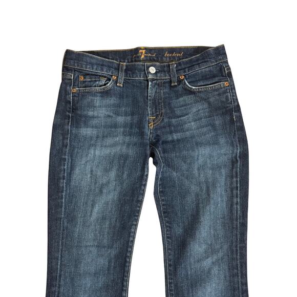 7 For All Mankind Y2K Bootcut 2000s Blue 100% Cotton Jeans Relaxed Fit Low Rise - Picture 3 of 9